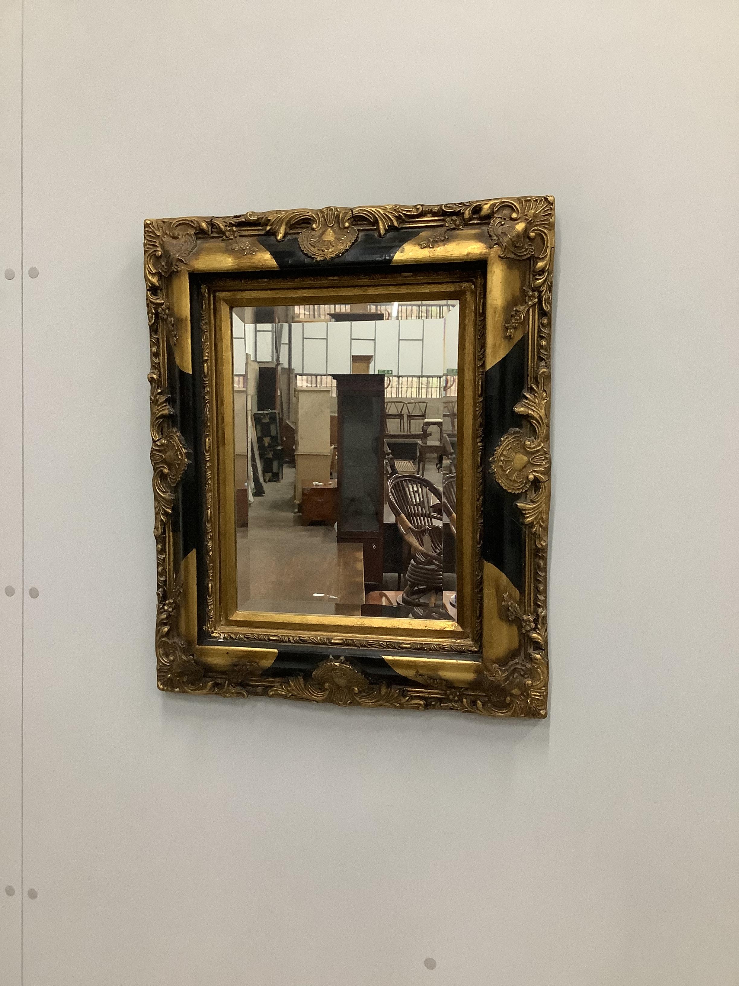 A Victorian style rectangular wall mirror, width 51cm, height 61cm